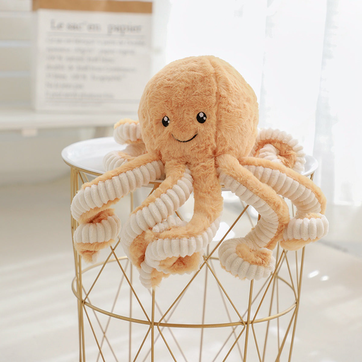 Peluche poulpe réversible coloris marron