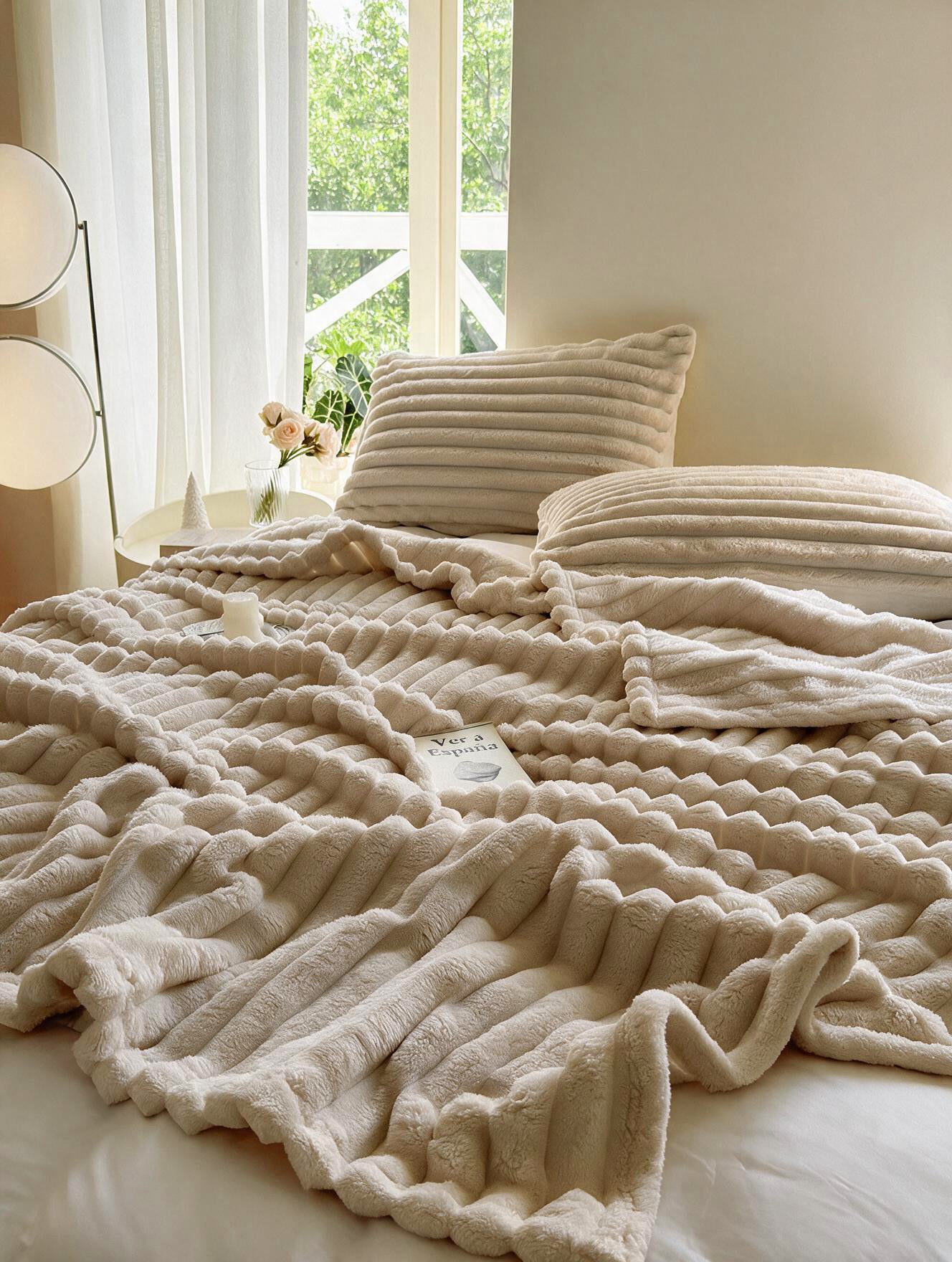 Plaid côtelé Nuage coloris taupe