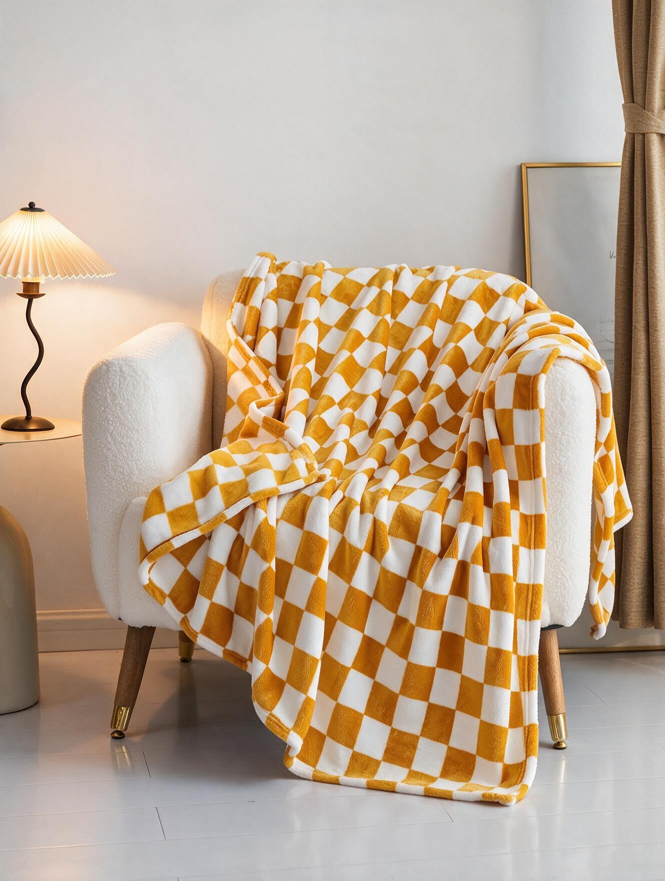 Plaid damier flanelle coloris jaune