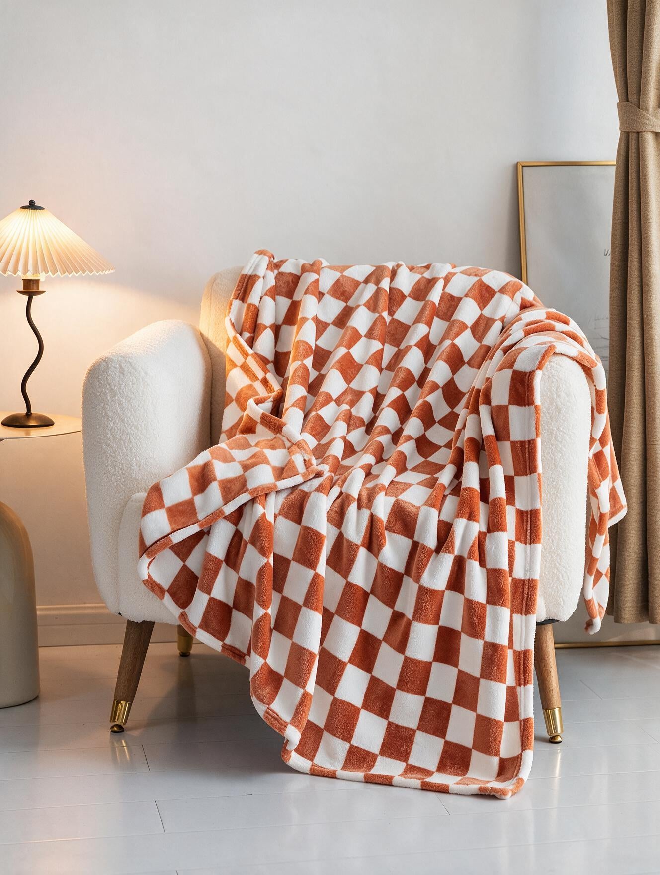 Plaid damier flanelle coloris rouille