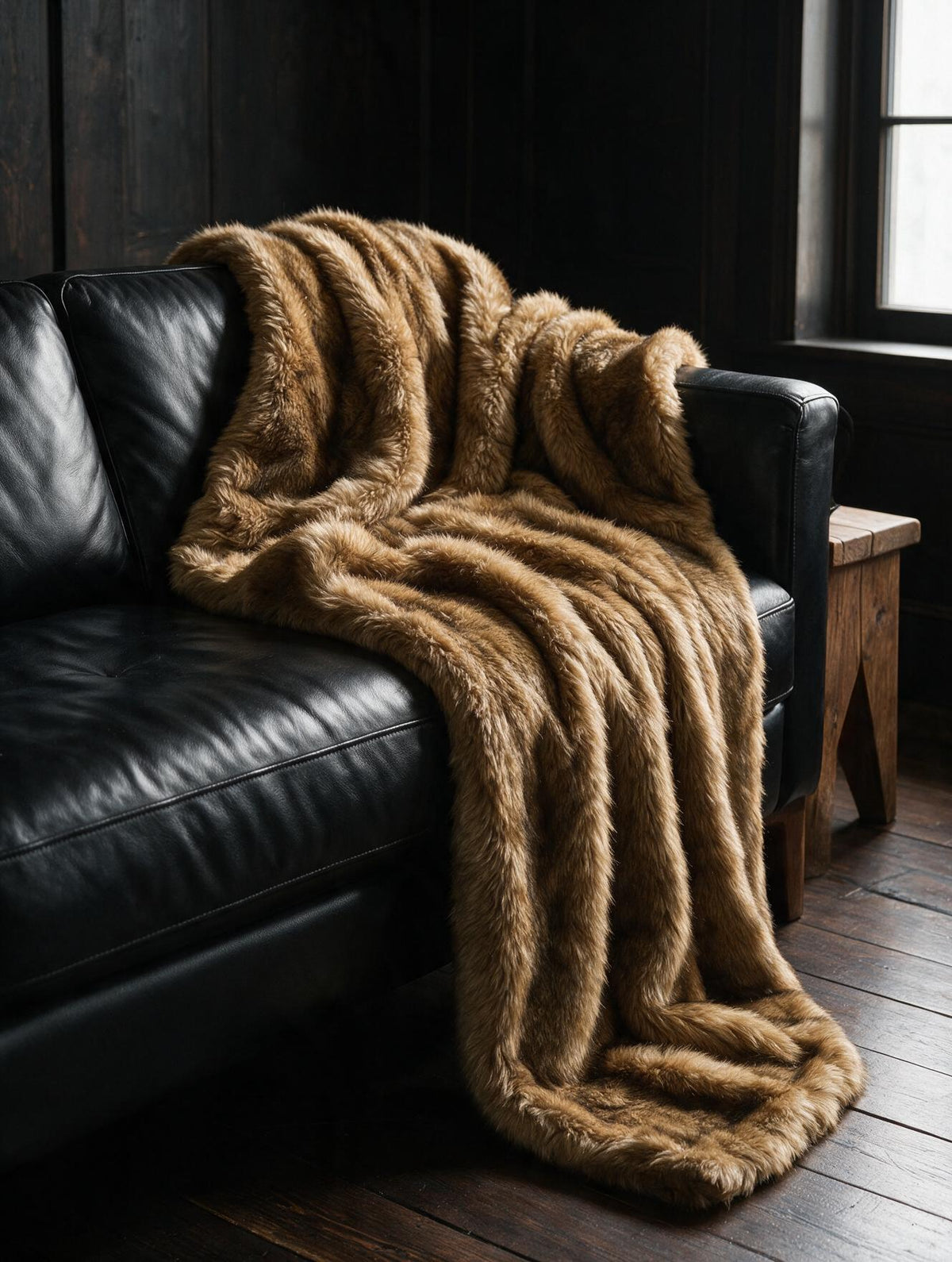 Plaid fausse fourrure Prestige coloris caramel