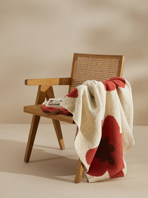 Plaid Fleur bordeaux plié