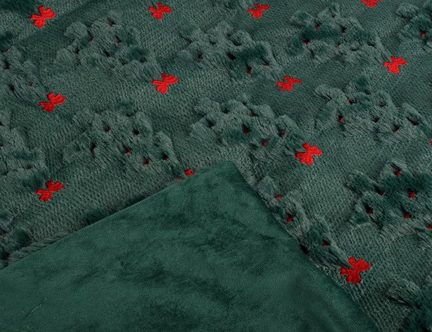 Détail de la broderie 3D du plaid de Noël