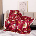 Plaid de Noël en flanelle double épaisseur, coloris rouge
