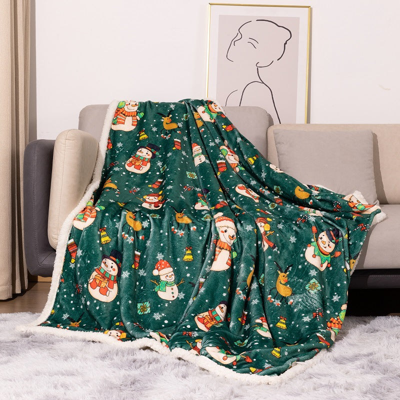 Plaid de Noël en flanelle, coloris vert