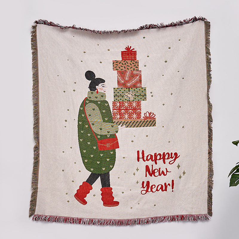 Couverture de Noël motif cadeaux