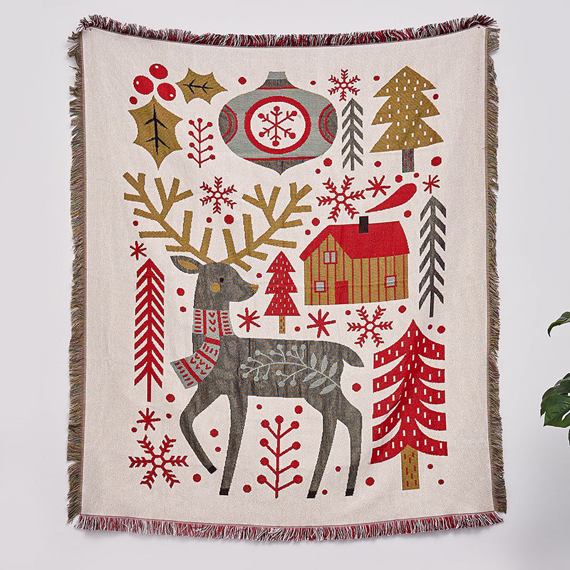 Couverture de canapé de Noël en coton, motif renne