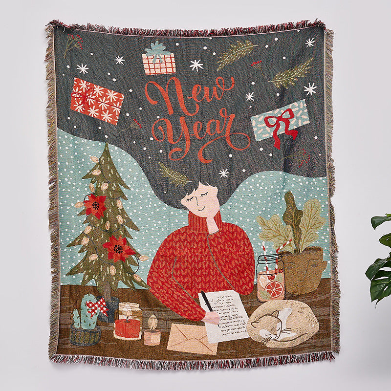Couverture de Noël motif sous le sapin