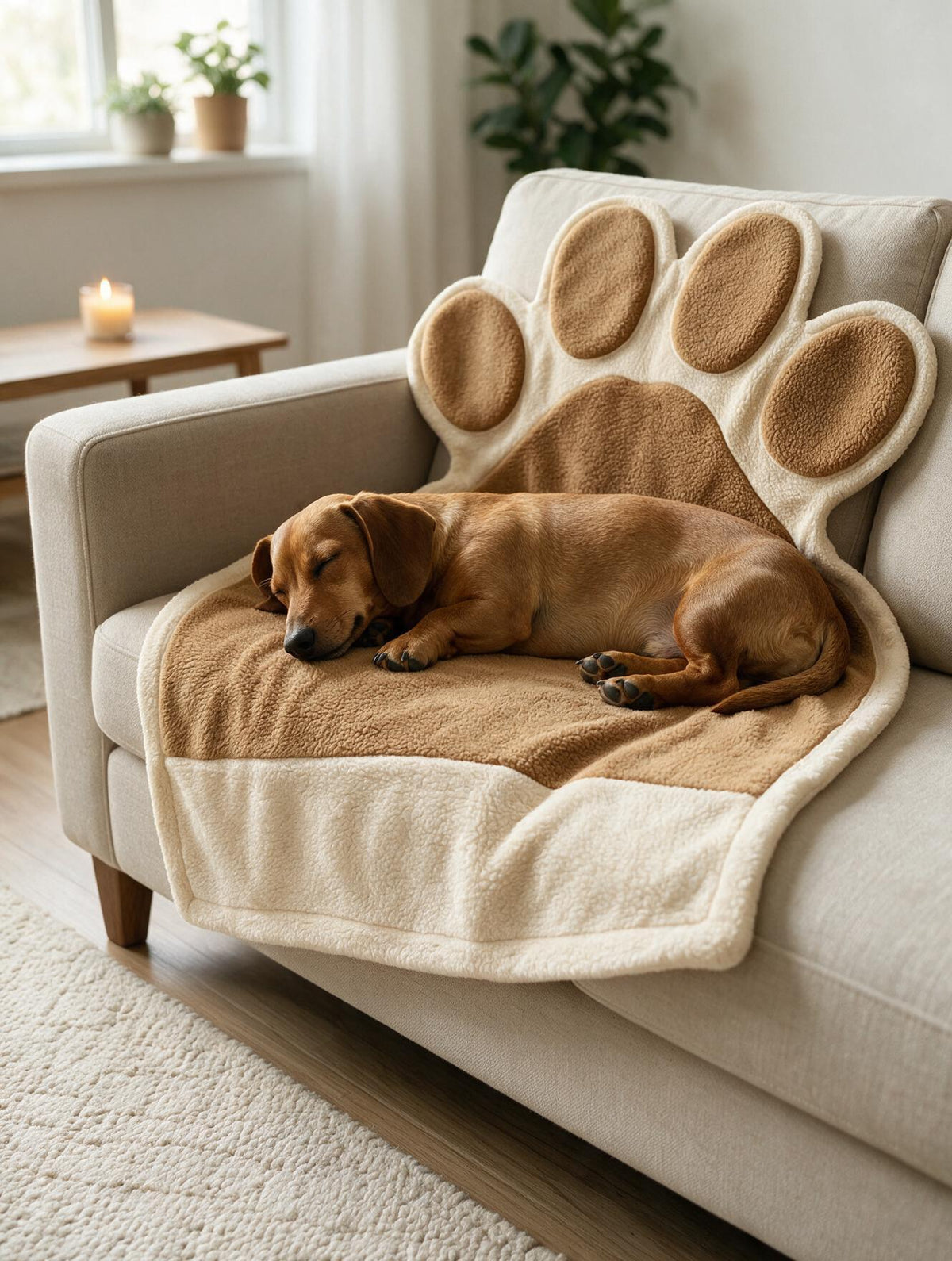 Tapis de sofa motif patte pour chien et chat