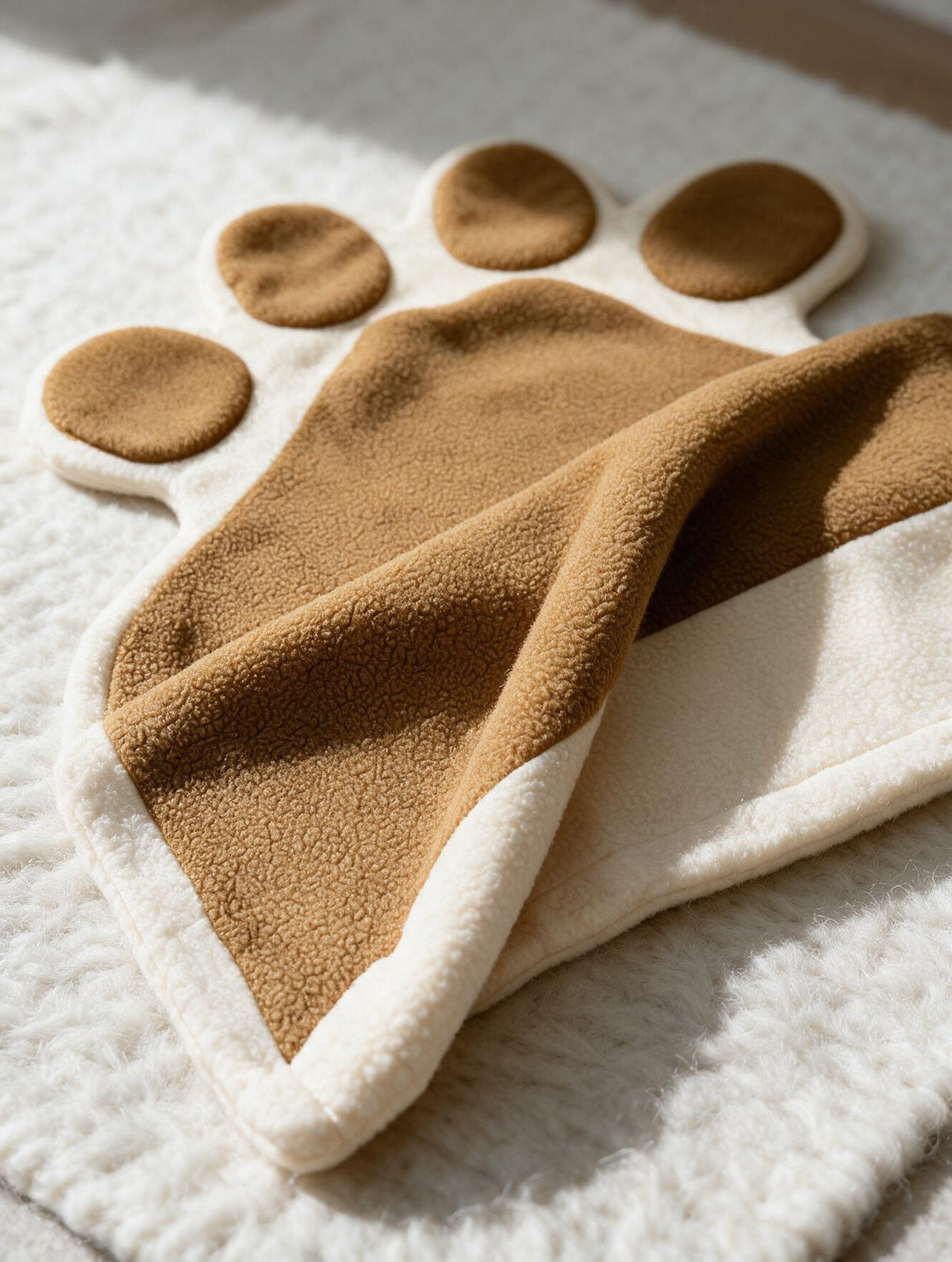 Tapis motif patte posé sur un canapé