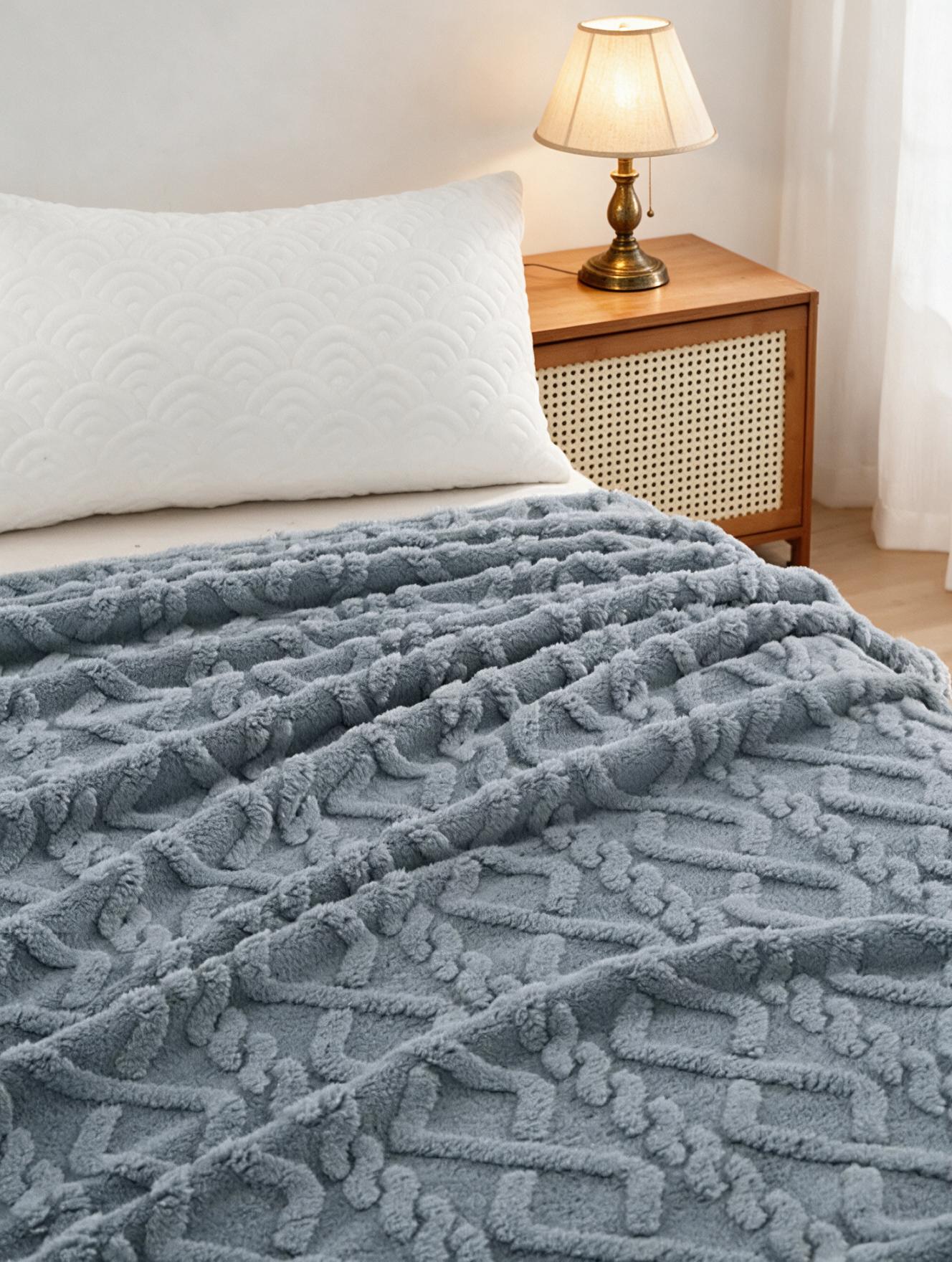 Plaid torsades Losanges coloris bleu gris