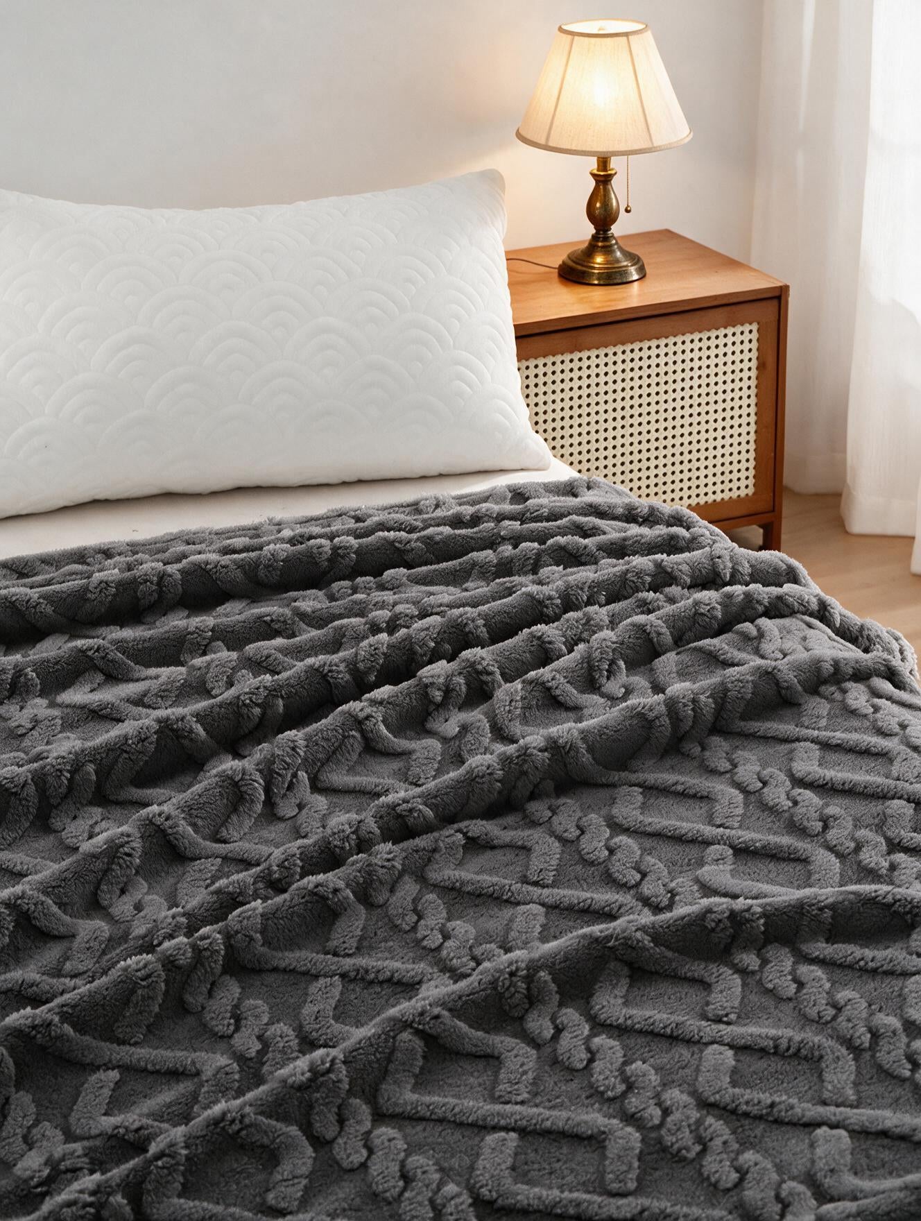 Plaid torsades Losanges coloris gris anthracite