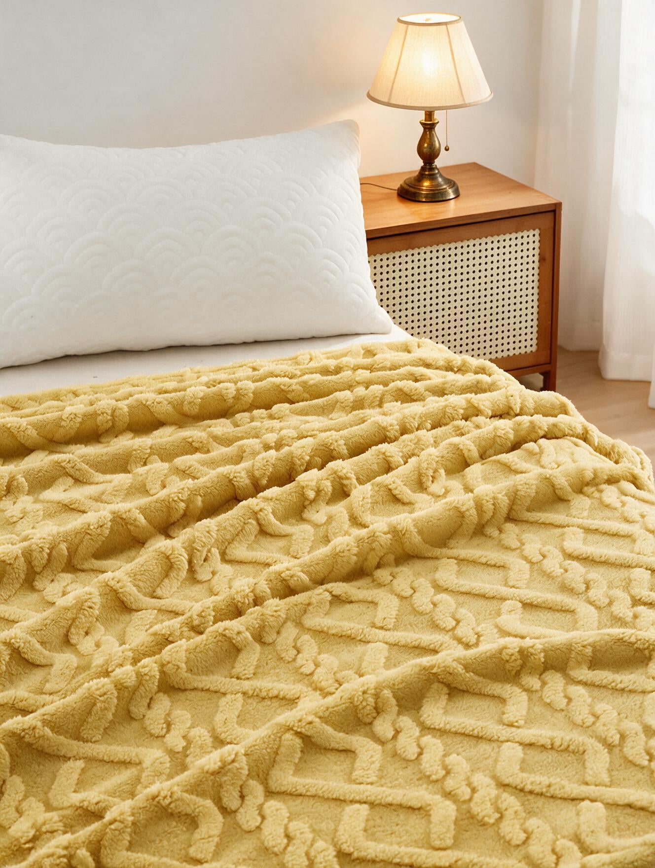 Plaid torsades Losanges coloris jaune