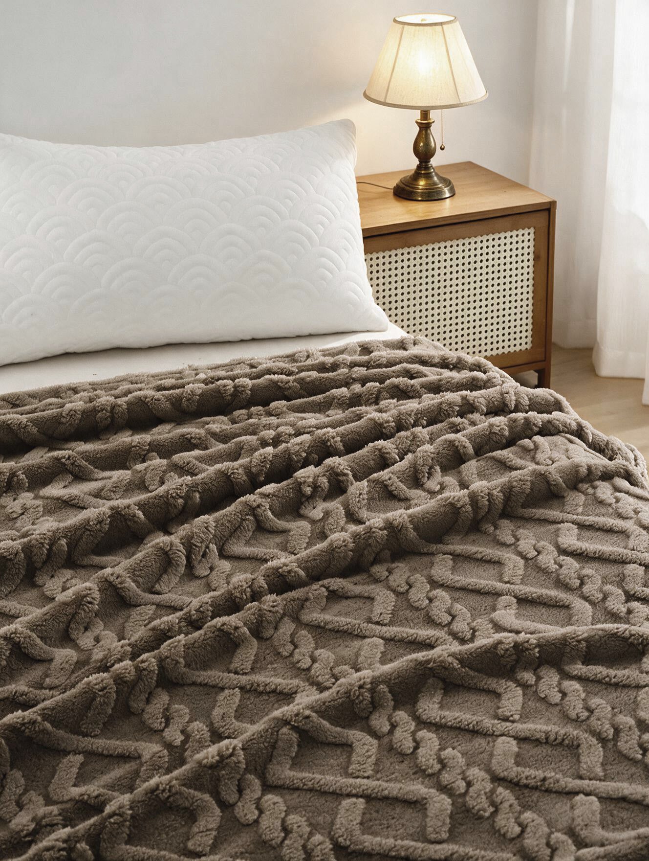 Plaid torsades Losanges coloris marron