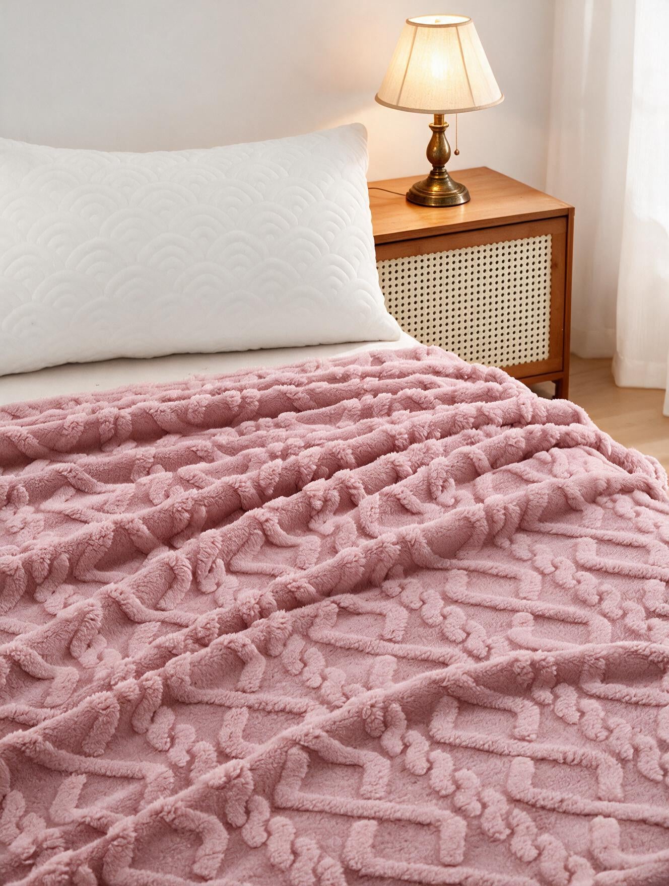 Plaid torsades Losanges coloris rose