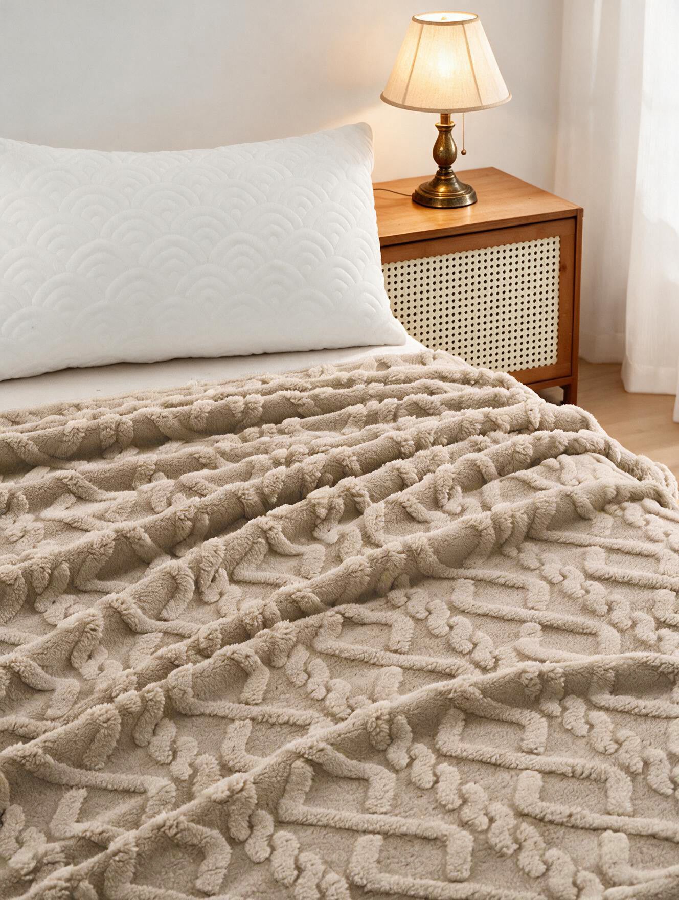 Plaid torsades Losanges coloris taupe