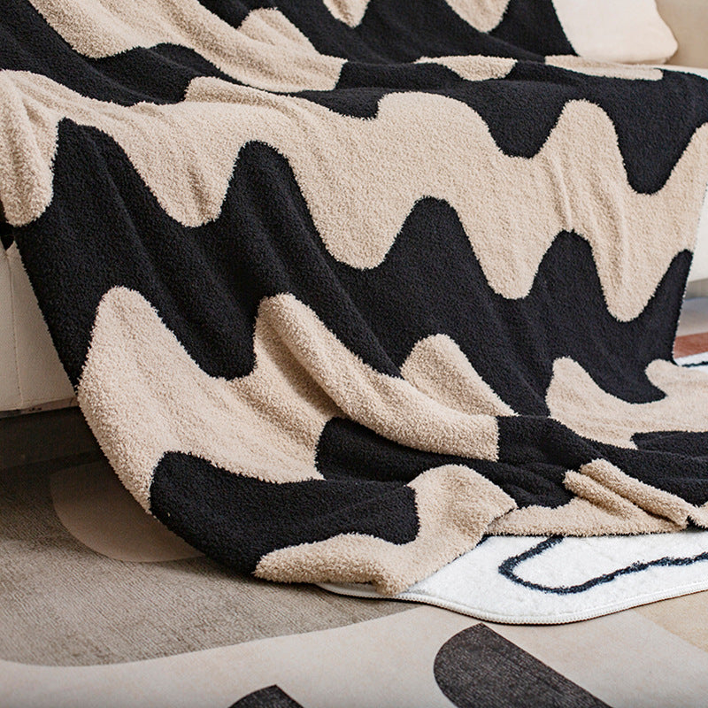 Plaid tricoté Vague coloris noir