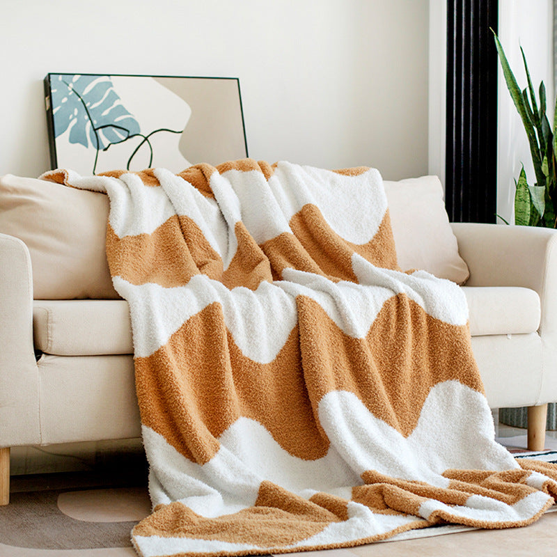Plaid tricoté Vague coloris terracotta