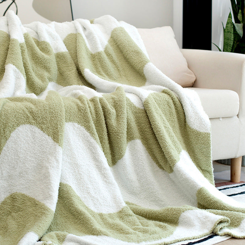 Plaid tricoté Vague coloris vert