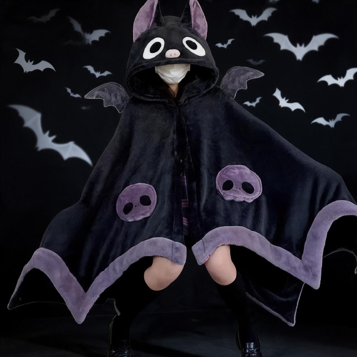 Pull plaid chauve-souris en ambiance d'Halloween