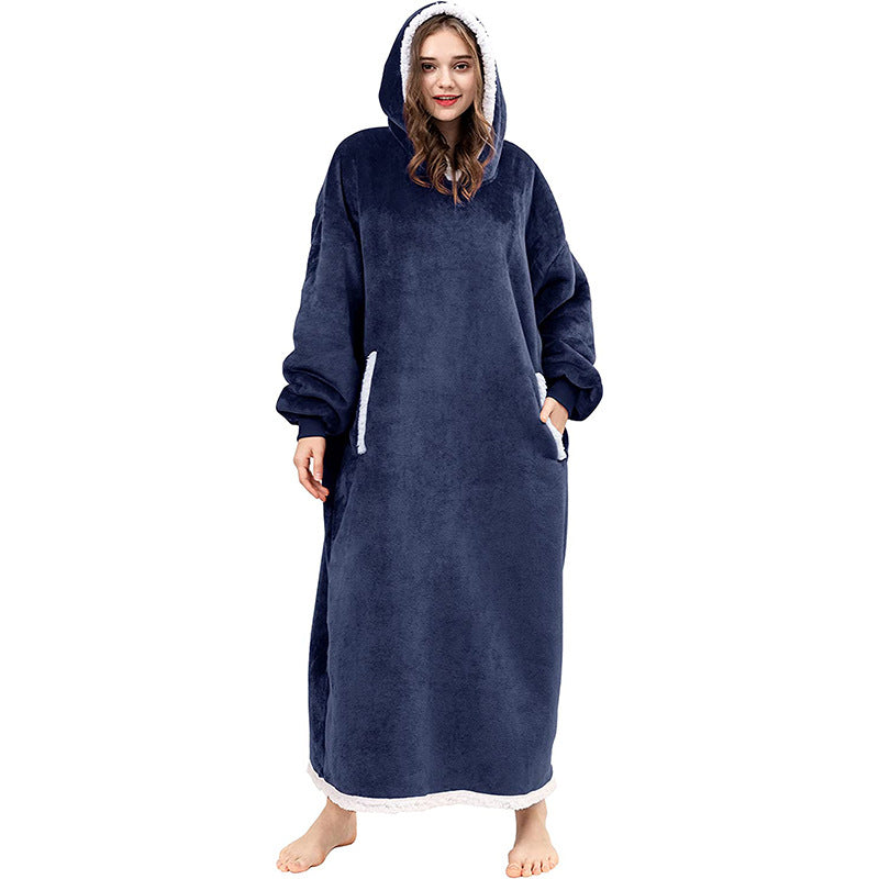 Pull plaid mi-long coloris bleu nuit