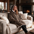 Pull plaid à capuche motif léopard noir