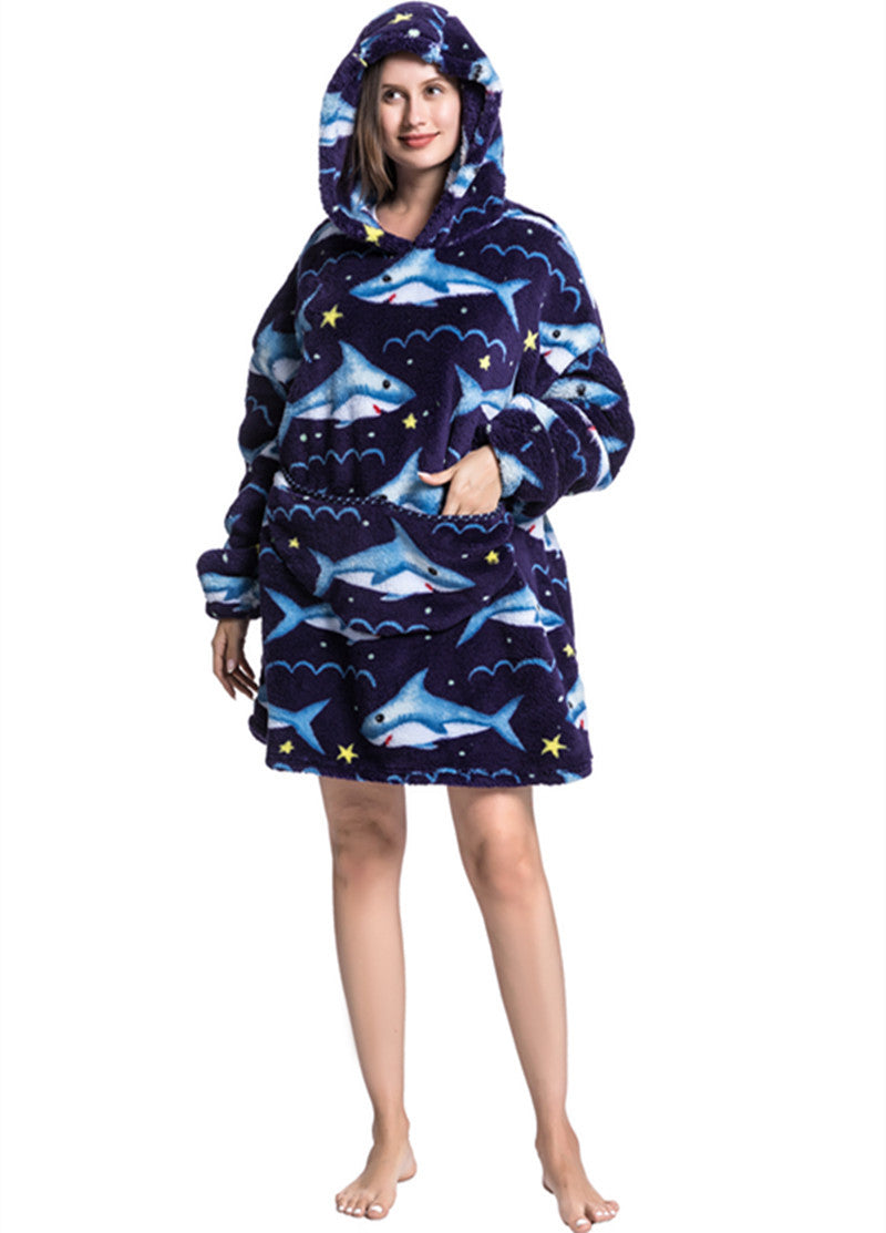 Pull plaid original motif requin