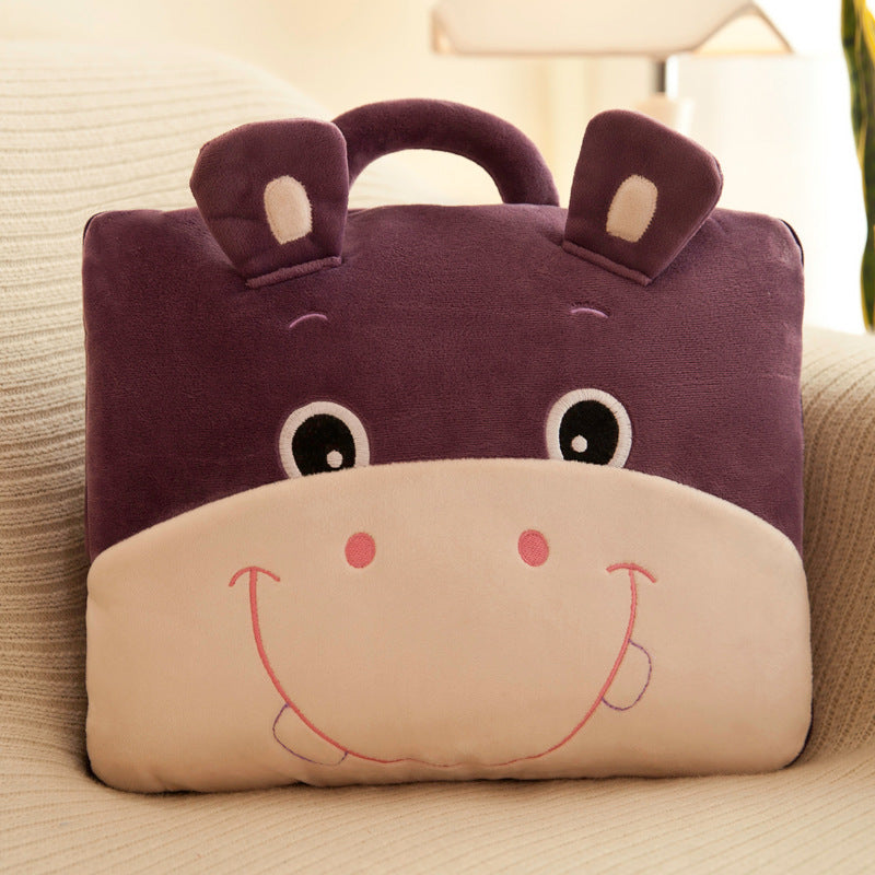 Plaid-oreiller enfant motif hippopotame violet