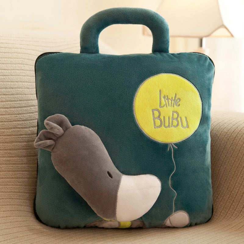 Plaid-oreiller enfant motif loup vert