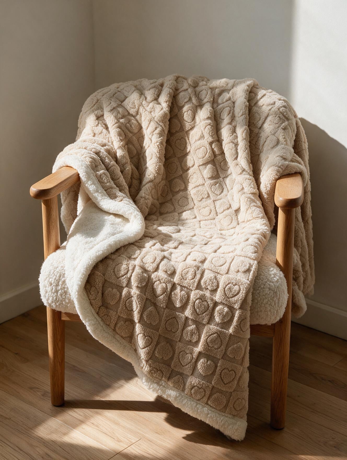 Plaid Cœurs sherpa dans un intérieur chaleureux
