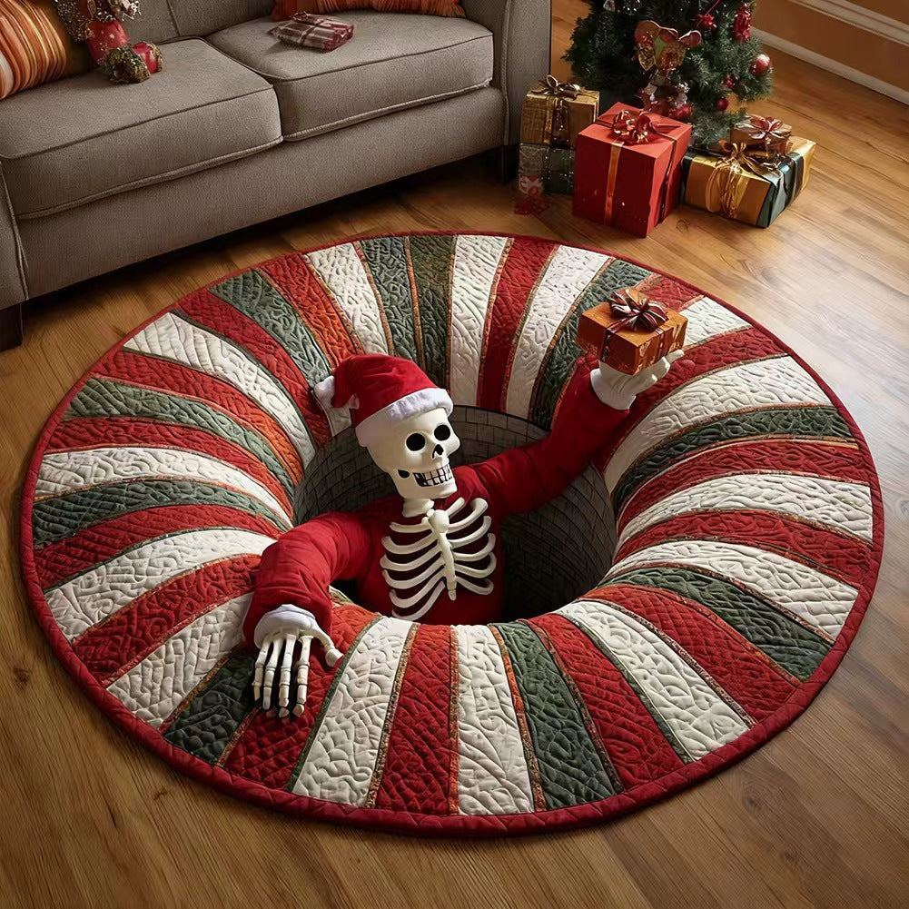 Tapis rond Halloween motif squelette de Noël