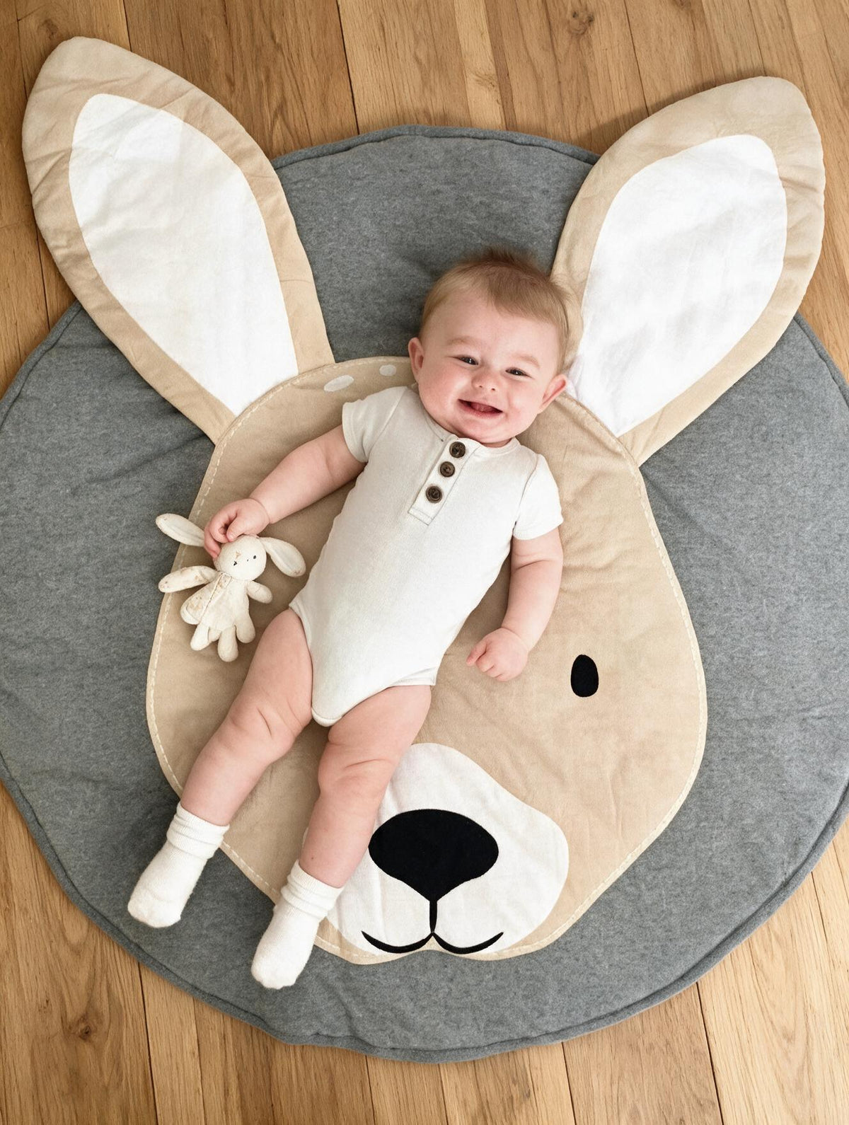 Tapis d'éveil bébé rond en coton en ambiance