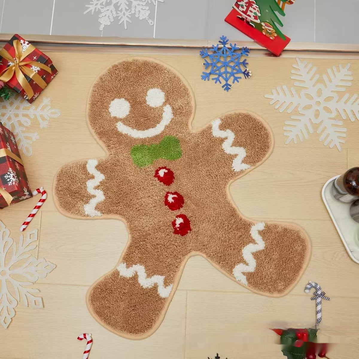 Tapis de sol de Noël motif bonhomme en pain d'épices