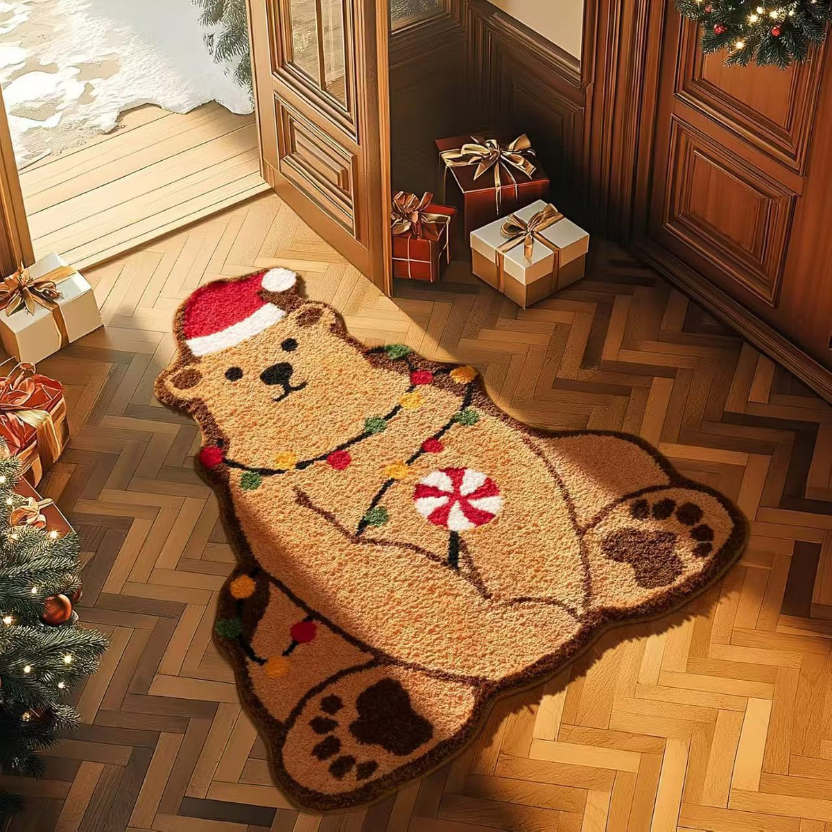Tapis de sol de Noël motif ours